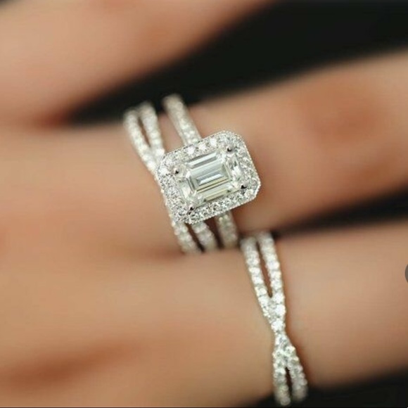 3pcs/set Gold Plated Engagement Wedding Ring - Picture 5 of 5